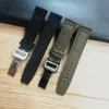 Merjust 20mm 21mm 22mm Grün Schwarz Nylon Leder Uhrenarmband Canvas Uhrenarmband für Iwc Portugieser Chronogra Mark Armband H0915262B