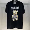 2024 Spring/Summer Moschinoes Women T Shirt Teddy Bear Ręcznie narysowany szkic druk luźne, dopasowanie T-shirt z krótkim rękawem pure bawełniane modne wersja yhh