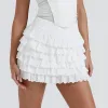 Skirt White Mini Women Sexy Dressing Girls Summer Cake Skirts Tierred Short Kilt Multilayer Crocheted Kawaii Femme