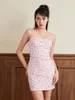 Casual Dresses Women Wrap Chest Bodycon Dress Floral Print Sexy Strapless Backless Cocktail Skinny Mini