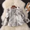 Fur New Genuine Natural Real Rabbit Fur Coat Winter Thick Fur Jacket Coat Women Rabbit Fur coat big size free shipping Z062