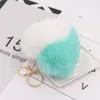 Trendy Double Color Heart Keychains for Women Pom Pom Faux Fur Key Chain Pompom Car Keyring Bag Pendant Accessories1257k