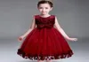Dzieci niemowlę płatki kwiatowe sukienka Dzieci Druhna maluch elegancka sukienka vestido infantil formalny sukienka wina czerwona 8927197