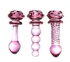 Gode anal dilatateur rose rouge, 3 styles, perles, plug anal en verre, jouets sexy, plug anal sexy pour hommes, toy2665068