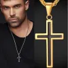 Moda masculina cruz corrente 14k colar de ouro para homens crença religiosa jesus cruz pingente hip hop punk festa jóias presente aniversário