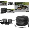 Camp Kitchen Trailblazer Black Ice 5 PC Hard Anodised Cam Cookware Outdoor Cook Set With Storage Bag Drop Delivery Sports Outdoors Cam DH0GK