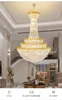 미국 고급 크리스탈 골드 샹들리에 펜던트 램프 현대 큰 긴 펜던트 조명 램프 홈 빌라 거실 침실 광택 실내 조명 장식