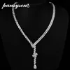 PANSYSEN 925 Sterling Silver Sparkling 45CT Pear Cut High Carbon Diamond Gemstone Pendant Necklaces Wedding Fine Jewelry Gift 240305