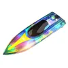 RC Boat with Case V555 2.4GHz Lighting Racing RC Boat 15KMH With Bright LED Light For Adults and Kids With Rechargeable Battery 240223