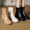 Yüksek Topuklu Botlar Sonbahar Kış Kaba Kaba Topuk Tasarımcı Ayakkabı Çöl Bot Zipper Mektup Dantel Yukarı Ayakkabı Moda Leydi Topuklu Büyük Boyut 35-39-40 US4-US9