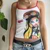 T-shirt da donna Ragazze Y2k anni 2000 Cartoon anime Stampa Canotta Estate Vintage Girocollo Crop Top Harajuku Streetwear Grunge corsetto sexy