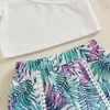 Conjuntos de roupas da criança do bebê crianças meninas 2pc roupas de verão sem mangas irregular recortadas regatas folhas shorts conjunto praia outfit