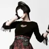 Grundlegende Freizeitkleider Lar SI Love Pullover Langärmeliges Quastenärmel-Design Strickwaren Langärmliger LO-Rock Lolita Bottom Shirt