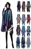 格子縞のポンチョ女性ヴィンテージファッションスカーフフローラルラップニットカシミアスカーフレディ冬ケープショールカーディガンブランケットクロークコートSWE2168870