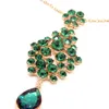 Etnisk stil Draping Emerald Hair Accesories Fashion Elegant Head Chain Jewelry Wedding Frisyrer Headpiece 240306