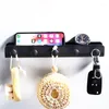 Hooks Bathroom Black Shelf Aluminum Alloy Shelves With Shampoo Holder Kitchen Storage Rack Key Behind Door