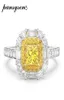 Pansysen Classic 100 925 Sterling Silver 4mm Citrine Lab Moissanite Wedding Engagement Ring