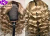 part 180 Density Ombre Lace Front Wig synthetic deep Wavy Curly Dark Roots Honey Blonde brazilian hair Wigs For Black Women1239137