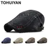 Tohuiyan Sboy Caps for Men Vintage Cotton Driver Boina Duckbill Hats Baker Boy Classic Male Flat 201216292a