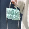 Rhinestone Portable Shoulder Bag Female Summer Ladies Party Pleated Cloud Chain Crossbody Solid Color Evening Bags 240223