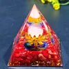 Objets décoratifs Figurines 5 cm même boule de cristal pyramide cristal gravier goutte à goutte résine pyramide ornement T240306