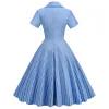 Kleid Damen Vintage Gestreiftes Kleid Rockabilly Cocktailparty 1950er 40er Swingkleid Sommerkleid Kurze Ärmel