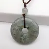 Pendant Necklaces Crystal Lapis Labradorite Tigereye Rhodonite Stone Carved Safety Button Necklace Adjustable Nylon Rope Braid Jewelry For