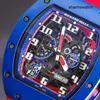 Ponadczasowy zegarek Elegance Watch RM Watch RM030 Blue Ceramic Side Red Paris Limited Dial 42.7*50 mm z ubezpieczeniem