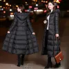 Parkas Long Down Cotton Coats Womens Black Parkas 2023 New Winter Warm Jacket Female Hooded Cottonpadded Thicken Puffer