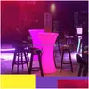 Mobilier commercial rechargeable LED table de cocktail lumineuse IP54 barre lumineuse ronde étanche en plein air pour KTV Disco Drop Homefavor Dhjbc