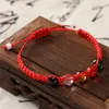 Strand Chinese Style Multicolor Hand-woven Rope Bracelet With 5 Colors Glass Beads For Women Summer Beach Jewelry Accessories