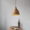 Lâmpadas pendentes ARTURESTHOME Lustre de teto abobadado Rattan luminária japonesa Wabi-sabi estilo decorativo lâmpada artesanal arte lampshad