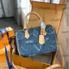 Women Vintage Designer stary kwiat dżinsowy niebieski poduszka torby na ramię górne rączka TOTES CZAKOWY PASA CRESBOGS DUŻA Pojemność Outdoor Sacoche Tourse 25 cm