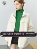 毛皮fsle女性韓国スタイルスポーツファーコート2022冬のシンプルスタンドカラー女性ジッパーデザインファージャケットストレートウォームコート