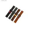 Assista Bandas 18mm 20mm 22mm 24mm Banda Retro Thread Genuine Leather Strap Quick Release Acessórios de Couro L240307