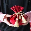 Gift Wrap 20pcs/lot Theater Red Velvet Bag Wedding Candy Europe Chocolate Package Christmas Drawstring Box