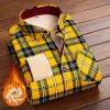 Jackor Thicke Fleece Plaid Shirt Style Jacket Women 2023 Winter Ladies Warm Casual Checked Coat Female Plus Velvet Topps Ytterkläder