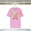 2024春/夏モスキーノ女性Tシャツテディベアの手描きのスケッチプリントルーズフィッティングユニセックス短袖TシャツピュアコットントレンディバージョンYHJ