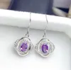 Stud Natural Amethyst Kolczyka z kroplą kwiatową na biżuterię 0 5ct 2pcs kamień szlachetny 925 Srebrny srebrny grzywna T29108 2210224461481