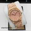 Relógio de pulso clássico Relógio de pulso tático AP Royal Oak Series Relógio feminino 33 mm de diâmetro Movimento de quartzo Precisão Aço Platina Rosa Ouro Casual Masculino Famoso W