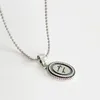 Pendants Retro Small Authentic 925 Sterling Silver "Only You" Letters Scrip Oval Shape Twist Pattern Beads Chain Necklace C-B714