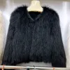 Fourrure 2023 nouvelle mode manteau de fourrure de renard naturel pour les femmes fourrure tricotée vestes d'hiver vêtements