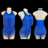 Stage Wear Sparkly Strass Frange Body WomenVightclub Party Dance Costume SexyTassel Leotard Performance Vêtements