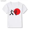 T-shirty T-shirty Baby Boys Girls Karate Kick Sokan Fashion T Children Kanji Summer Tops Ubrania dla dzieci koszulka 240306