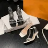 Sandali da donna 2023 nuovi sandali con cinturino alla moda sexy con strass sandali da donna eleganti punta quadrata scarpe da sera da sera per abito da sposa