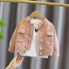 Primavera Autunno Moda per bambini Giacca in pelle Neonate Cardigan rosa Cappotto con cerniera Bambini Capispalla casual Abbigliamento in pelliccia 27 anni 240306