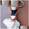 Porte-clés Lanyards Porte-clés Lanyards Simation 3D Baskets Porte-clés Fun Mini Pu Chaussures De Basket-Ball Porte-clés Bricolage Doigt Skateboard Acce Dh3Vl