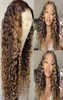 360 perucas frontais peruano bouncy encaracolado destaque marrom laços frente cabelo humano com cabelo do bebê laço completo para mulheres nós descorados 6029045