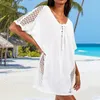 Women's Swimwear Women Beach Cover Up Stylish Lace-up For V-neck Half Sleeve Swim Sun Protection Bikini Beachwear