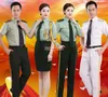 Army Naval Drum Band Uniform Men Women Kort ärmar Suits Jacka + byxor / kjol Green Summer Honor Guard Flag Raising Clothing